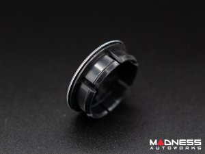 FIAT 500 Center Caps - White w/ Black Scorpion